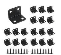 Luabue 24PCS L Brackets Black Metal Corner Bracket for Wood 30*23*23mm Stainless Steel Right Angle Brackets with Screws 90 Degree Bracket for Shelves Wood Furniture Fixation