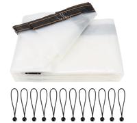 Luabue 2M X 4M Clear Tarpaulin Waterproof Heavy Duty Large Transparent Tarpaulin Sheet with Eyelets Plastic Tarp Cover with 12Pcs Bungees Ball Cord for Greenhouse Garden Outdoor Furniture Chicken Shed