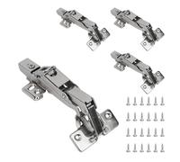Luabue 4PCS 165 Degree Soft Close Kitchen Cabinet Hinges Full Overlay Wardrobe Door Hinges Cupboard Doors Hinge Folding Mute Cabinet Hinge with Fixing Screws