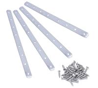 Luabue 4Pcs Flat Metal Brackets for Wood Mending Plates Flat Straight Brace Bracket Stainless Steel Sleeper Brackets Connecting Joining Plates with 32Pcs Screws for Wood Furniture,246mm