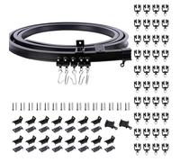 Luabue 5M/16.4Ft Black Flexible Curtain Track for Bay Window, Bendable Curtain Rail Track and Fittings, Heavy Duty Wall Mounted Ceiling Curtain Track for RV Room Divider Shower Corner (Black, 5 M)