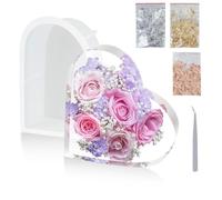 Luabue 5Pcs Heart Resin Moulds Large Silicone Moulds for Resin Casting, Extra Deep Heart Epoxy Resin Mould with Gold Foil and Tweezer for Flower Preservation & DIY Wedding Gift Picture Frame Bookends