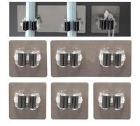 Luabue 5Pcs Mop Broom Holder Broom Gripper Holders Self Adhesive Brush Holder Wall Mounted Double/Single Brooms Clips Sweeping Brush Holders Wall Tool Organizer Rack for Kitchen Garden Bathroom