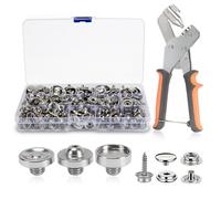 Luabue 80 Sets Snap Fastener Tool Heavy Duty Snap Button Fastener Kit 15MM with 3 Dies Metal Snaps Poppers Fasteners Adjustable Snap Setter Tool for Boat Cover Canvas Tarp Curtain Leather