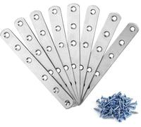 Luabue 8Pcs Metal Flat Brackets for Wood Straight Brackets Joining Mending Plates Stainless Steel Fixing Plate Metal Bracket with Holes 155×19×3mm for Connector Repair Wooden Furniture