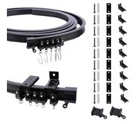 Luabue Black Flexible Curtain Track 3M/9.8Ft Bendable Ceiling Curtain Rail Track and Fittings, Heavy Duty Wall Mounted Black Curtain Track for Bay Window RV Shower Corner Room Divider