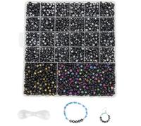 Luabue Black Letter Beads for Bracelet Making, 2080Pcs Alphabet Beads Kit for Jewelry Making, A-Z 7mm Acrylic Bracelet Bead in 26 Grid Box with Clear String for Girls Friendship Bracelets