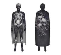 Luadnysin Skeleton costume Set for Men & Boys,Halloween Scary Ghost Cosplay Masquerade Tunic Outfit Dark Gray 150