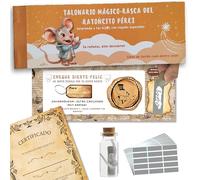 LuaDreams Perez Mouse Kit with 20 Gift Vouchers for Children, Bottle to Save Milk Teeth, Scratch Stickers, Letter and Certificate Mouse Perez Ideal for Gift Ratoncito Perez