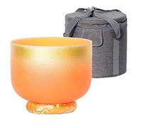 Luan Gold Chakra Crystal Singing Bowl, Professional Sound Healing Instrument with Carrying Bag, Gift for Yoga Meditation Zen (Color : D Note_8 Inch)