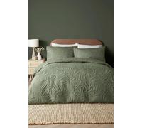 'Luana' Microfibre Pinsonic 3D Floral Design Duvet Cover Set Serene Dark Green King