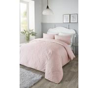 'Luana' Microfibre Pinsonic 3D Floral Design Duvet Cover Set Serene Rose Single