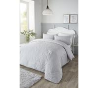 'Luana' Microfibre Pinsonic 3D Floral Design Duvet Cover Set Serene Silver Single