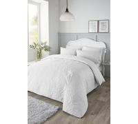 'Luana' Microfibre Pinsonic 3D Floral Design Duvet Cover Set Serene White Double