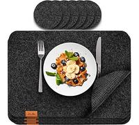 Luana Rose Rectangular Felt Placemats in Anthracite - Pack of 12 - Washable Placemats - 44 x 32 cm Felt Coasters - Table Coasters and Glass Coasters
