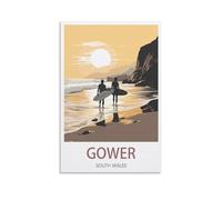 LuaNi Gower South Wales Vintage Travel Poster 20x30inch(50x75cm) Canvas Art Poster And Wall Art Picture Print Modern Family Bedroom Decor Posters