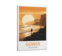 LuaNi Gower South Wales Vintage Travel Posters 12x18inch(30x45cm) Canvas Art Poster And Wall Art Picture Print Modern Family Bedroom Decor Posters