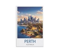 LuaNi Perth Australia Vintage Travel Poster 16x24inch(40x60cm) Canvas Art Poster And Wall Art Picture Print Modern Family Bedroom Decor Posters