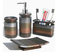 LUANT Bathroom Accessories Set Including Cup, Toothbrush Holders, Soap Dishes and Soap Dispenser, Brown