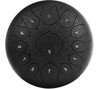 LUARANE 13 Notes High Carbon Steel Tongue Drum, Steel Percussion Instrument with Drum Hammers, Drumstick Holder, Rubber Finger Grips and Travel Bag, Suitable for Camping Meditation Yoga (Black)