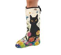 Luarisgur Cat Floral Leg Cast Cover Vintage Cast Sock Cover for Foot Stretchy Casts Cover for Foot Below The Knee Leg Casts Sleeve for Foot Leg Protector Women Large