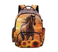 Luarisgur Cute Backpack for Girls School Backpacks for Kids Bookbag for Kindergarten Primary Elementary School Bags 17 Inch, Horse Sunflower, L, Kids Backpacks