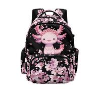 Luarisgur Cute Backpack for Girls School Backpacks for Kids Bookbag for Kindergarten Primary Elementary School Bags 17 Inch, Axolotl Cherry Blossom, L, Kids Backpacks