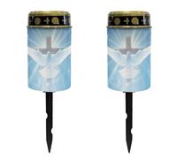 Luarisgur Peace Dove Cross Solar Memorial Lights for Graves Blue Gravesite Decorations Cemetery Solar Lights for Grave Outdoor Garden Cemetery Led Lights Grave Lamp for Loved Ones Set of 2