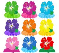 Luau Party Decorations Honeycomb Centerpieces 11pcs Luau Hibiscus Flowers Table Decoration for Floral Tropical Party Summer Beach Pool Tiki Supplies