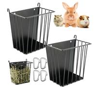 LUAVIARU Upgrades 2pcs Hay Feeder Rabbit - Guinea Pig Hay Feeder - Metal Frame Hay Rack with Adjustable Hook - Less Wasted - for Guinea Pig, Bunny, Chinchilla Cage Accessories - Bunny Feeder
