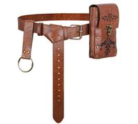Luazuri Medieval Belt Pirate Bag, Renaissance Belt Pouch Cosplay Accessories for LARP, Vintage Pirate Waist Bag Cosplay for Ren Faire., Brown B-3pcs, Medieval Faux Leather Belt Bag, Renaissance Belt