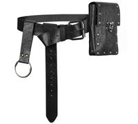 Luazuri Renaissance Belt Pouch - Medieval Viking Pirate Belt with Pouch Waist Bag Set-Renaissance Costume Accessories., Black A-3pcs, One size