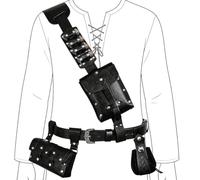 Luazuri Renaissance Belt With Pouch Medieval Belt Bag Faux Leather Ren Faire Accessory for Cosplay, LARP, Halloween Party., Black A, One Size, Ren Faire Belt With Pouch Set