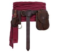 Luazuri Viking Embossed Renaissance Belt Pouch, Vintage Medieval Faux Leather Pirate Belt Pack,Retro Portable Belt Bag For LARP Ren Faire., Brown A-5pcs, Renaissance Medieval Viking Pirate