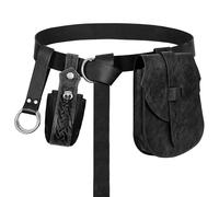 Luazuri Viking Embossed Renaissance Belt Pouch, Vintage Medieval Faux Leather Pirate Belt Pack,Retro Portable Belt Bag For LARP Ren Faire., Black A, Renaissance Medieval Viking Pirate