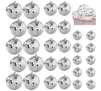 Lubastia 30PCS Mini Mirror Balls w/Strings, Disco Lights, Party Decorations for Dance Floor, Garden Mirror Decor