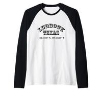 Lubbock Texas Coordinates Raglan Baseball Tee