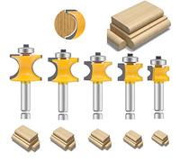 LUBEIN 1/2 Inch Shank Bullnose Router Bit 5PCS, Half Round Bearing Carbide Tipped Round Edge Cutting Bits， Radius 1/8" 3/16" 1/4" 5/16", Woodworking Tool Milling Cutter CNC Router Tool(FB2-7)