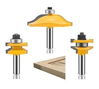 LUBEIN 3 PCS Router Bit Set, 1/2-Inch Shank Round Over Raised Panel Cabinet Door Rail and Stile Router Bits, Woodworking Wood Cutter, Wood Carbide Groove Tongue Milling Tool (AB1-7)