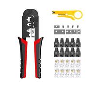 LUBEIN CAT5/CAT6 Ethernet Crimp Tool Kit for RJ45/RJ11/RJ12/6P/4P/8P Crimping Set Network Crimper Stripper Cutter, Maintenance LAN Cable Pliers Tester Repair Tool Set (Black)