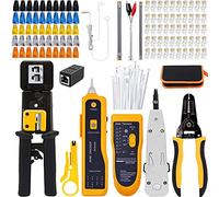 LUBEIN RJ45 Crimp Tool, Punch Down Ethernet Crimper for Pass-Through RJ11 Connectors, CAT5/CAT6 Network Cable UTP/STP Wire Crimping Tool(CAT-H Shape)