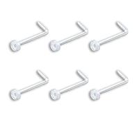 Lubgitsr 6Pcs Clear Nose Stud, L Shape Nose Piercing Jewellery Plastic Invisible Nose Studs Eyebrow Lip Labret Stud for Daily Work Body Piercing (0.8mm)