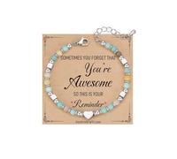 Lubgitsr Heart Bracelet for Women Healing Crystal Silver Bracelets,Natural Stone Beaded Bracelets Adjustable Original Idea Gift Teenage Girl Friendship Bracelet for Daughter Mum Sister Best Friend