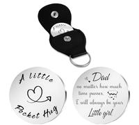 Lubgitsr Pocket Hug For Dad,Birthday Gifts For Her Double Sided Pocket Hug Token with Leather Keepsake Chirstmas Gifts For Dad Gifts For Men Valentines Gifts for Boyfriends
