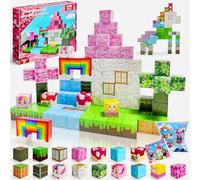 Lubibi 100PCS Unicorn Magnetic Blocks, Magnetic Building Blocks Tiles Cubes, Learning STEM Educational，Creative Blocks Kids Games，Stacking Sensory Toys for 3+ Kids Boys Girls Birthday Gifts
