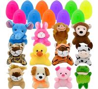 Lubibi 12Pcs Prefilled Easter Eggs With Mini Cute Stuffed Animal Plush Toy, Easter Basket Stuffed Animals Toy For Easter Egg Gift Hunt Filler Stuffer Party Supplies Favors Classroom Rewards For Kid
