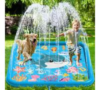 Lubibi 170cm Large Square Sprinkle and Splash Water Play Mat,PVC Blue Thickened Non-Slip Splash Pad,Summer Garden Outdoor Family Activities Spray Water Toys,Gift for Dogs & Kids
