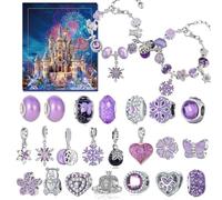 Lubibi 2025 Christmas Jewellery Advent Calendar for Girls, 24-Day Surprise Jewellery Countdown Calendar with 22 Bead accessories & 2 Adjustable Bracelets, DIY Purple Gift for Girls