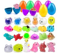 Lubibi 24 Pcs Easter Surprise Eggs with Mochi Squishy Toys,Prefilled Plastic Easter Eggs Stress Reliever toys,Party Favors Egg Hunt for Kids,Basket Stuffers,Classroom Prize Supplies Gift Boys Girls