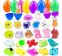 Lubibi 24 Pcs Easter Surprise Eggs with Mochi Squishy Toys,Prefilled Plastic Eggs Stress Relief Fidget Toys for Kids,Easter Egg Hunt Party Favors,Basket Stuffers,Classroom Prizes,Gifts for Boys Girls